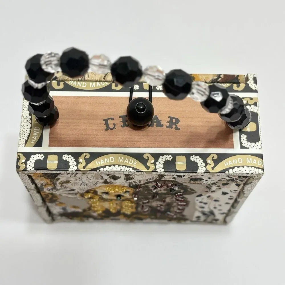 Handmade Wooden Cigar Box Handbag Dogs Vintage